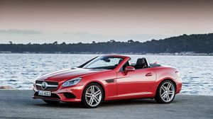 Превью обои mercedes-benz, slk-class, r172, красный, вид сбоку