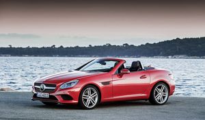 Превью обои mercedes-benz, slk-class, r172, красный, вид сбоку