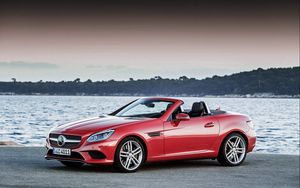 Превью обои mercedes-benz, slk-class, r172, красный, вид сбоку