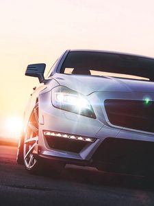 Превью обои mercedes-benz, вид спереди, фары