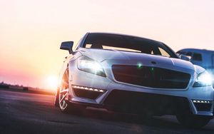 Превью обои mercedes-benz, вид спереди, фары