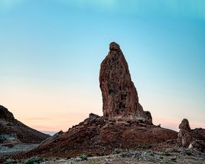 Превью обои месяц, скалы, камни, вечер