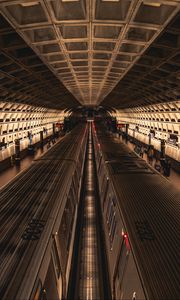 Превью обои метро, поезда, туннель, архитектура, темный