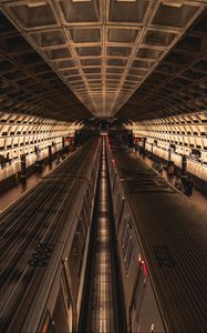 Превью обои метро, поезда, туннель, архитектура, темный