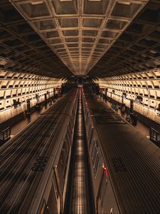 Превью обои метро, поезда, туннель, архитектура, темный