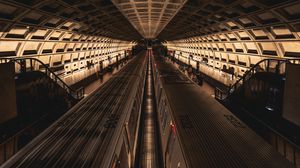 Превью обои метро, поезда, туннель, архитектура, темный
