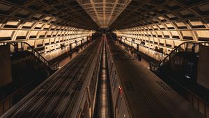 Превью обои метро, поезда, туннель, архитектура, темный