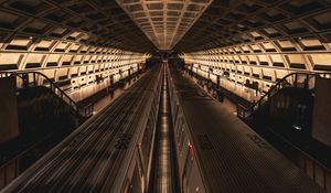 Превью обои метро, поезда, туннель, архитектура, темный