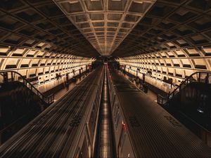 Превью обои метро, поезда, туннель, архитектура, темный