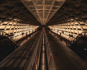 Превью обои метро, поезда, туннель, архитектура, темный
