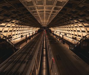 Превью обои метро, поезда, туннель, архитектура, темный