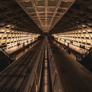 Превью обои метро, поезда, туннель, архитектура, темный