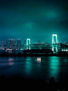 Превью обои минато, япония, ночной город, мост