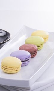 Превью обои миндальное печенье, macaron, кофе, посуда