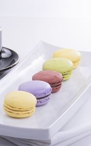 Превью обои миндальное печенье, macaron, кофе, посуда