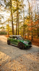 Превью обои mini, автомобиль, зеленый, вид сбоку