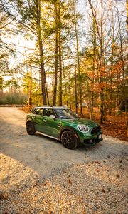 Превью обои mini, автомобиль, зеленый, вид сбоку