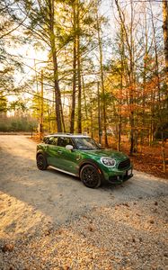 Превью обои mini, автомобиль, зеленый, вид сбоку
