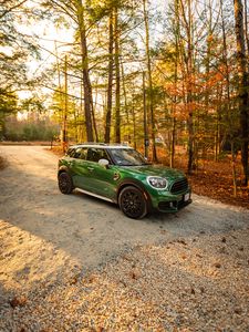 Превью обои mini, автомобиль, зеленый, вид сбоку
