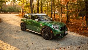 Превью обои mini, автомобиль, зеленый, вид сбоку