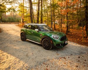 Превью обои mini, автомобиль, зеленый, вид сбоку
