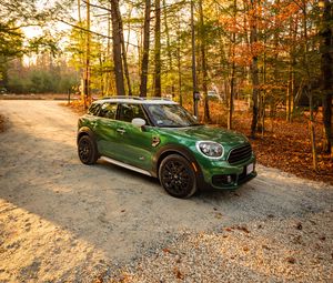 Превью обои mini, автомобиль, зеленый, вид сбоку