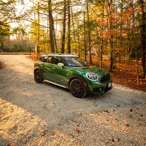 Превью обои mini, автомобиль, зеленый, вид сбоку