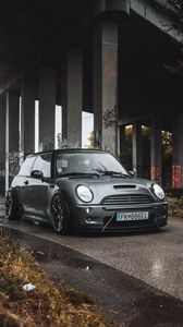 Превью обои mini clubman, автомобиль, фары, вид спереди