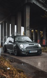 Превью обои mini clubman, автомобиль, фары, вид спереди