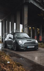 Превью обои mini clubman, автомобиль, фары, вид спереди