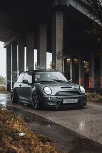 Превью обои mini clubman, автомобиль, фары, вид спереди