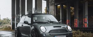 Превью обои mini clubman, автомобиль, фары, вид спереди