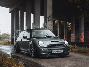 Превью обои mini clubman, автомобиль, фары, вид спереди