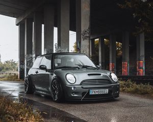 Превью обои mini clubman, автомобиль, фары, вид спереди