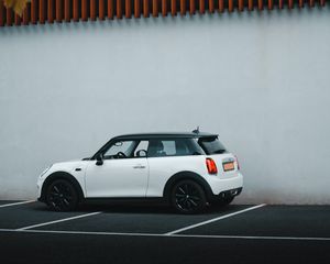 Превью обои mini cooper, mini, автомобиль, белый, вид сбоку