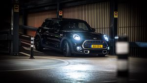 Превью обои mini cooper, mini, автомобиль, черный, фары