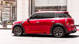 Превью обои mini cooper, mini, marque, красный, улица