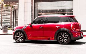 Превью обои mini cooper, mini, marque, красный, улица