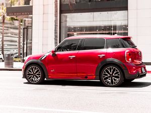 Превью обои mini cooper, mini, marque, красный, улица