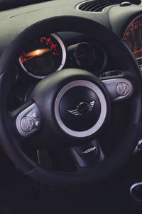 Превью обои mini cooper, руль, салон автомобиля