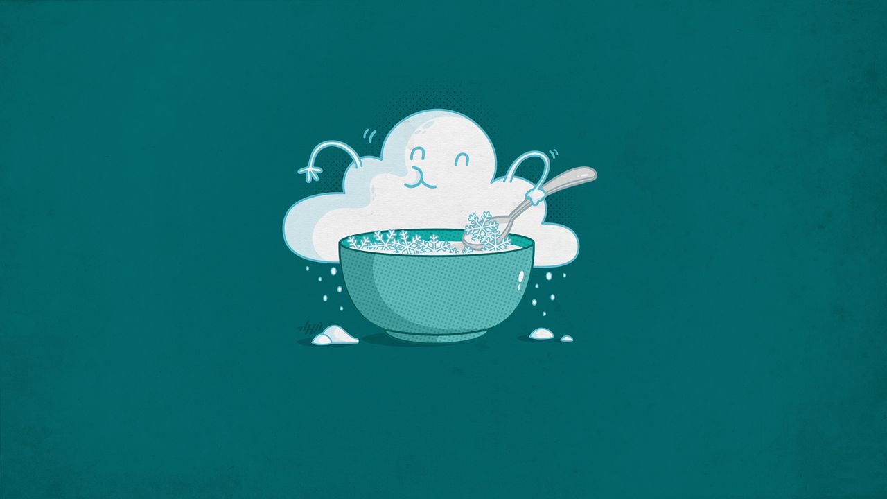 Обои минимализм, облако, снег, тарелка