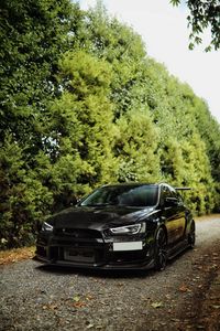 Превью обои mitsubishi lancer evolution, mitsubishi, черный, вид спереди