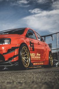 Превью обои mitsubishi lancer evolution x, mitsubishi, спорткар, гонки, вид сбоку, красный