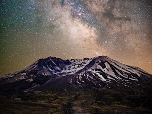 Превью обои млечный путь, звездное небо, звезды, гора, ночь, пейзаж