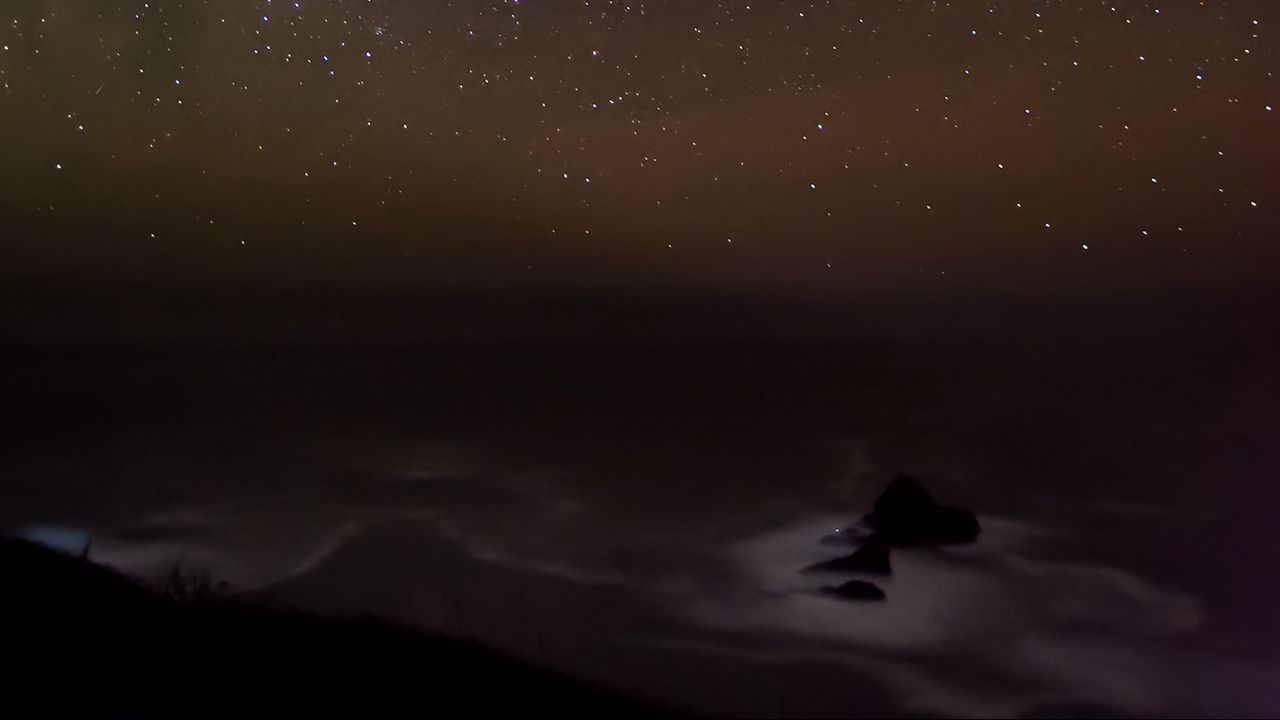 Обои млечный путь, звезды, звездное небо, ночь, море