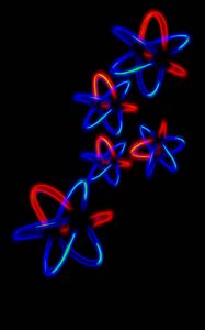 Превью обои молекулы, атомы, неон, соединения, синий, красный