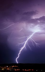 Превью обои молния, гроза, небо, ночь, город