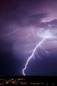 Превью обои молния, гроза, небо, ночь, город