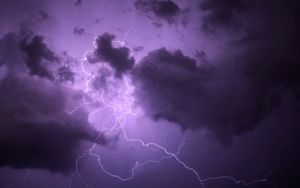 Превью обои молния, гроза, облака, фиолетовый