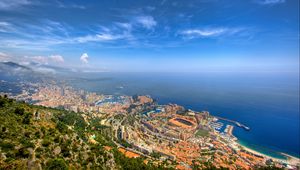 Превью обои монако, монте-карло, небосклон, море, простор, пейзаж, горизонт, порт, природа
